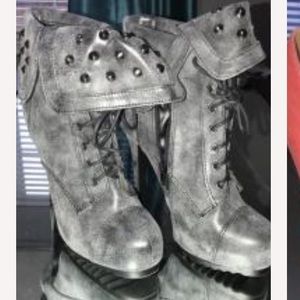 Grey Studded Boot Heels